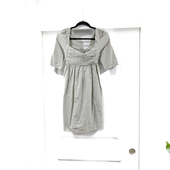 Anthropologie Forever that Girl XS Petite Sage Ruched Cross Cross Mini Dress - Picture 3 of 10